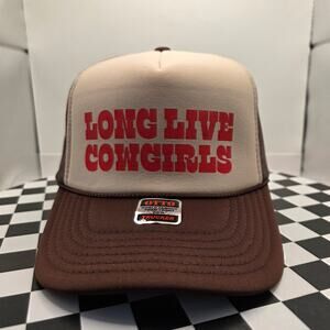 Long Live Cowgirls Trucker Hat Brown Tan OTTO Foam Front Snapback Cap NWT Retro